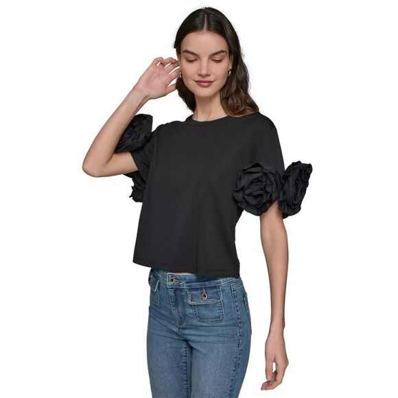 KARL LAGERFELD PARIS Tops - KARL LAGERFELD PARIS Women's Top Sz XL 3D Floral-Sleeve